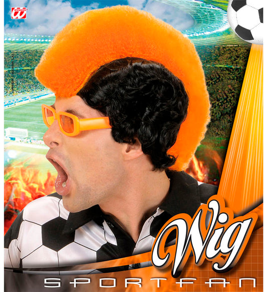 Leuchtend orange Perücke in Box für Fasnacht und Karneval
