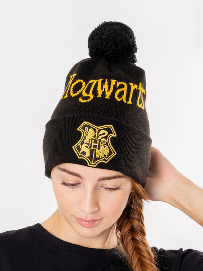 Rubies Harry Potter Hogwarts Beanie schwarz gold – Detailansicht