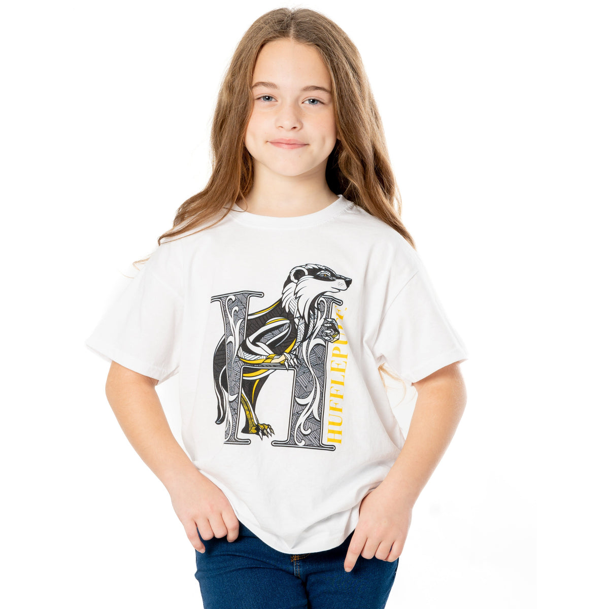 Rubies Harry Potter Kids White Hufflepuff Mosaic T-Shirt T-Shirts für Unisex