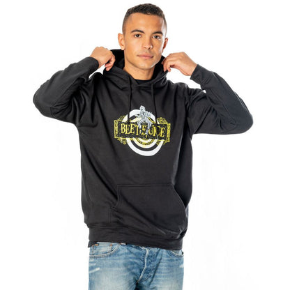 Rubies Beetlejuice Hoodie schwarz mit Spiraldesign – Detailansicht