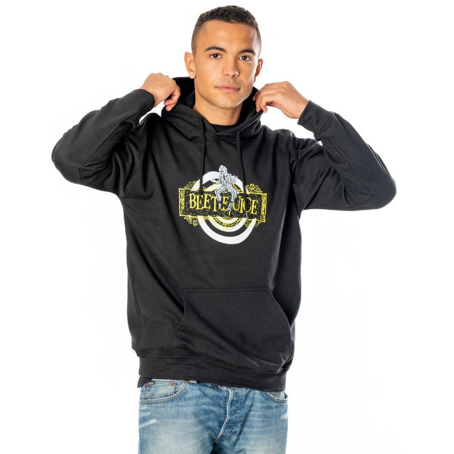 Rubies Beetlejuice Hoodie schwarz mit Spiraldesign – Detailansicht