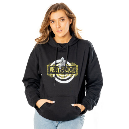Rubies Beetlejuice Hoodie schwarz mit Spiraldesign – Seitenansicht