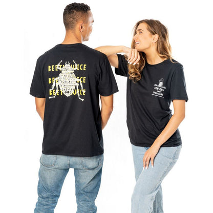 Rubies Beetlejuice Adult Unisex Black Front and Back Strange T-Shirt T-Shirts