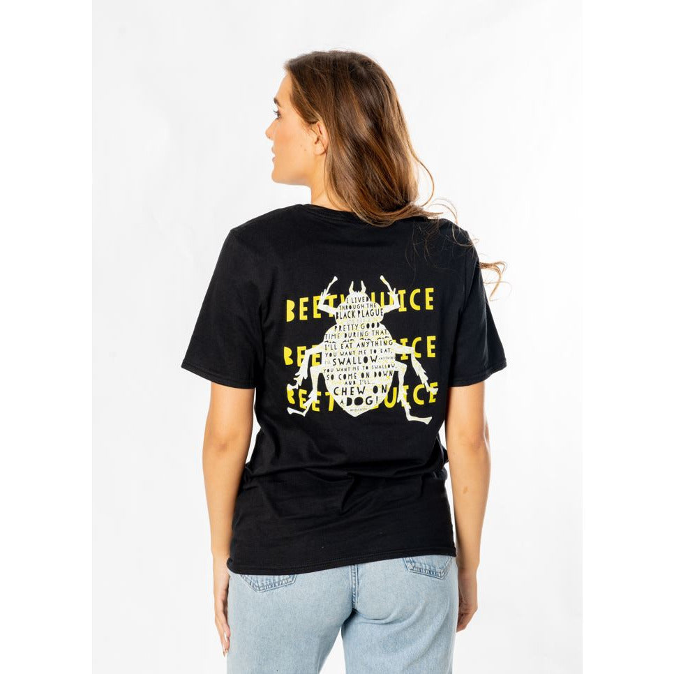 Rubies Beetlejuice Adult Unisex Black Front and Back Strange T-Shirt T-Shirts