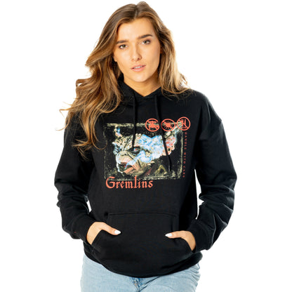Rubies Gremlins Stripe schwarzes Hoodie-T-Shirt für Erwachsene – Detailansicht
