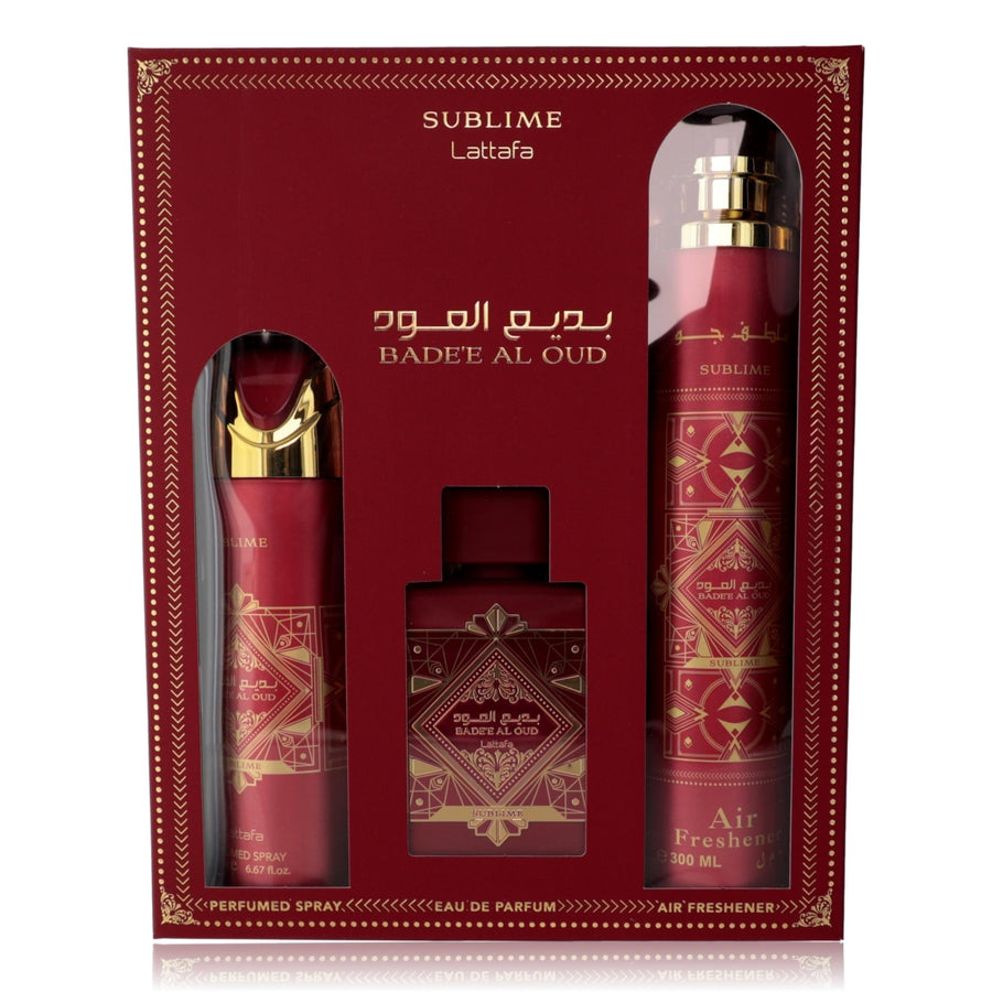 Lattafa Badee Al Oud Sublime Set mit 3 Spray-Einheiten