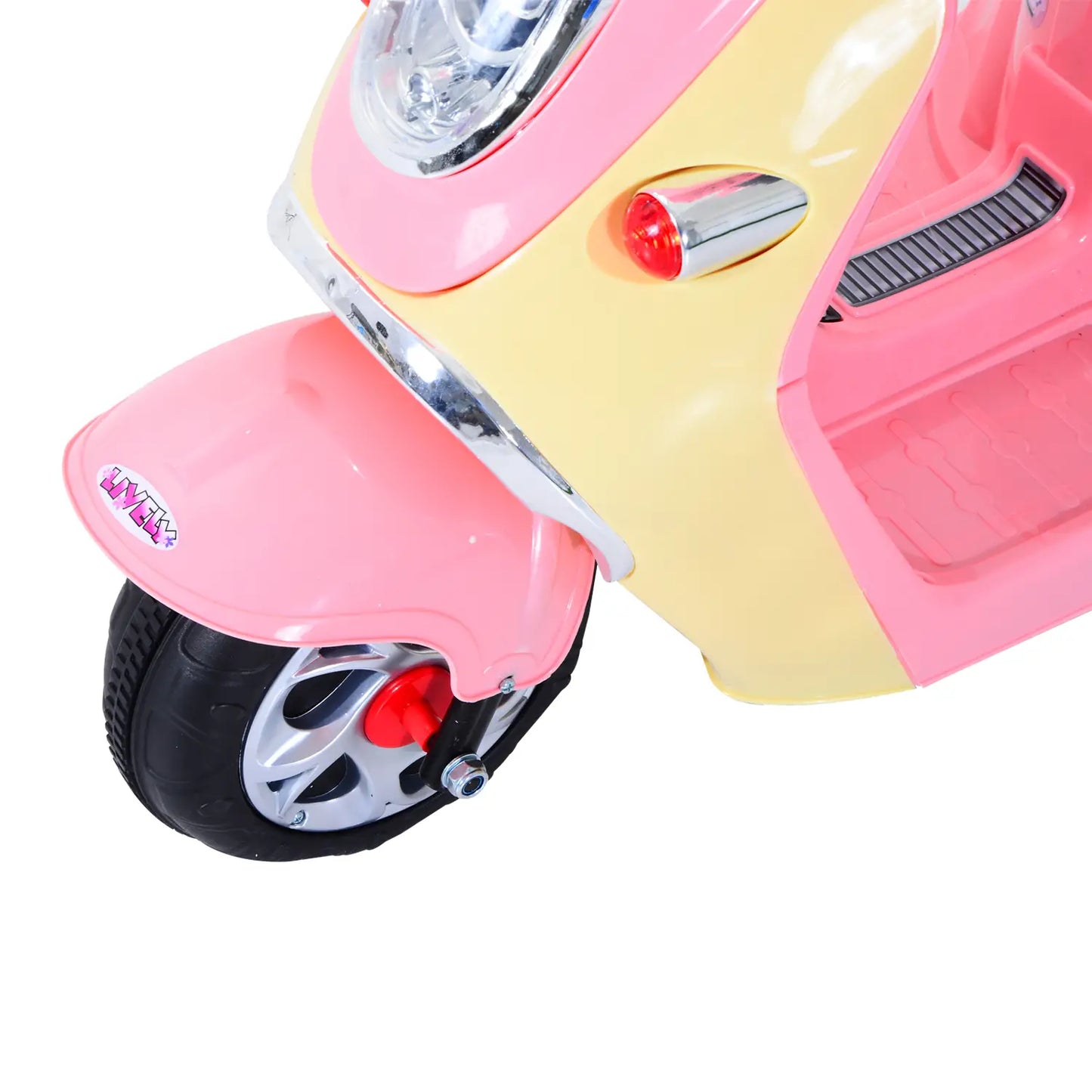HOMCOM Kinder Elektromotorrad Dreirad – 6V Elektrofahrzeug Rosa-Gelb - Fasnacht24.ch