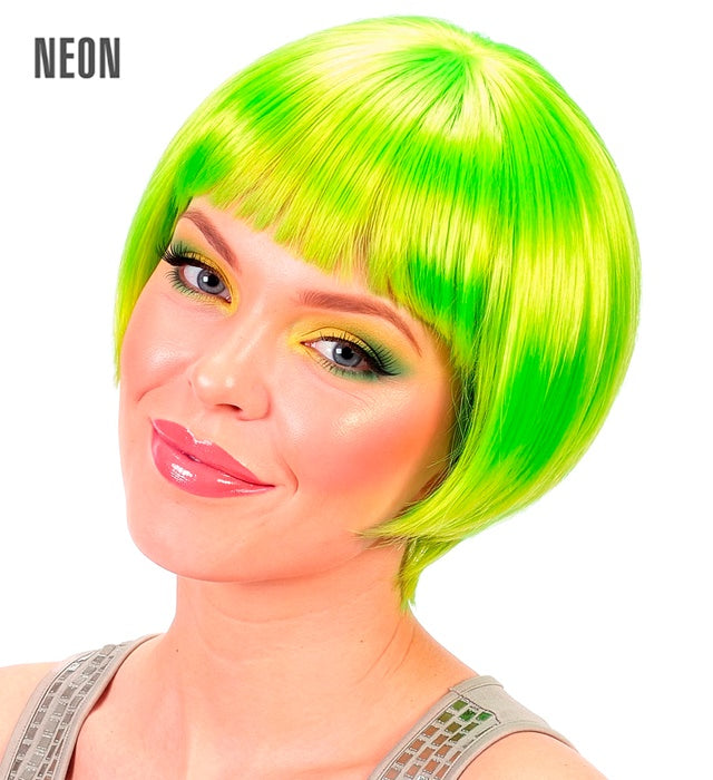 Neon grüne Rave-Perücke in Box für Fasnacht und Karneval