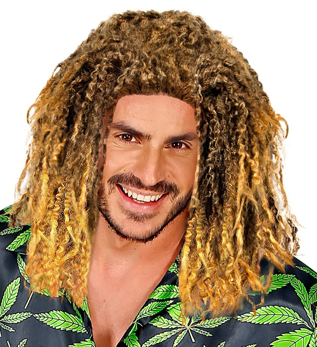 Blonde Rasta-Perücke mit langen Dreadlocks in Box für Fasnacht und Karneval