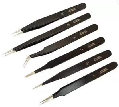 WATCHMAKER TOOLS Pinzetten-Set mit 6 Pinzetten aus emailliertem Stahl – Produktansicht