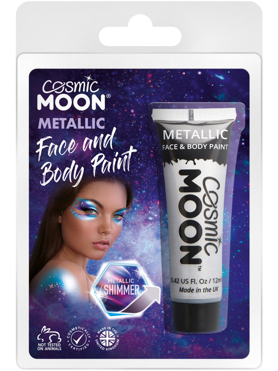 Smiffys Cosmic Moon Metallic Face & Body Paint Silver 12 ml