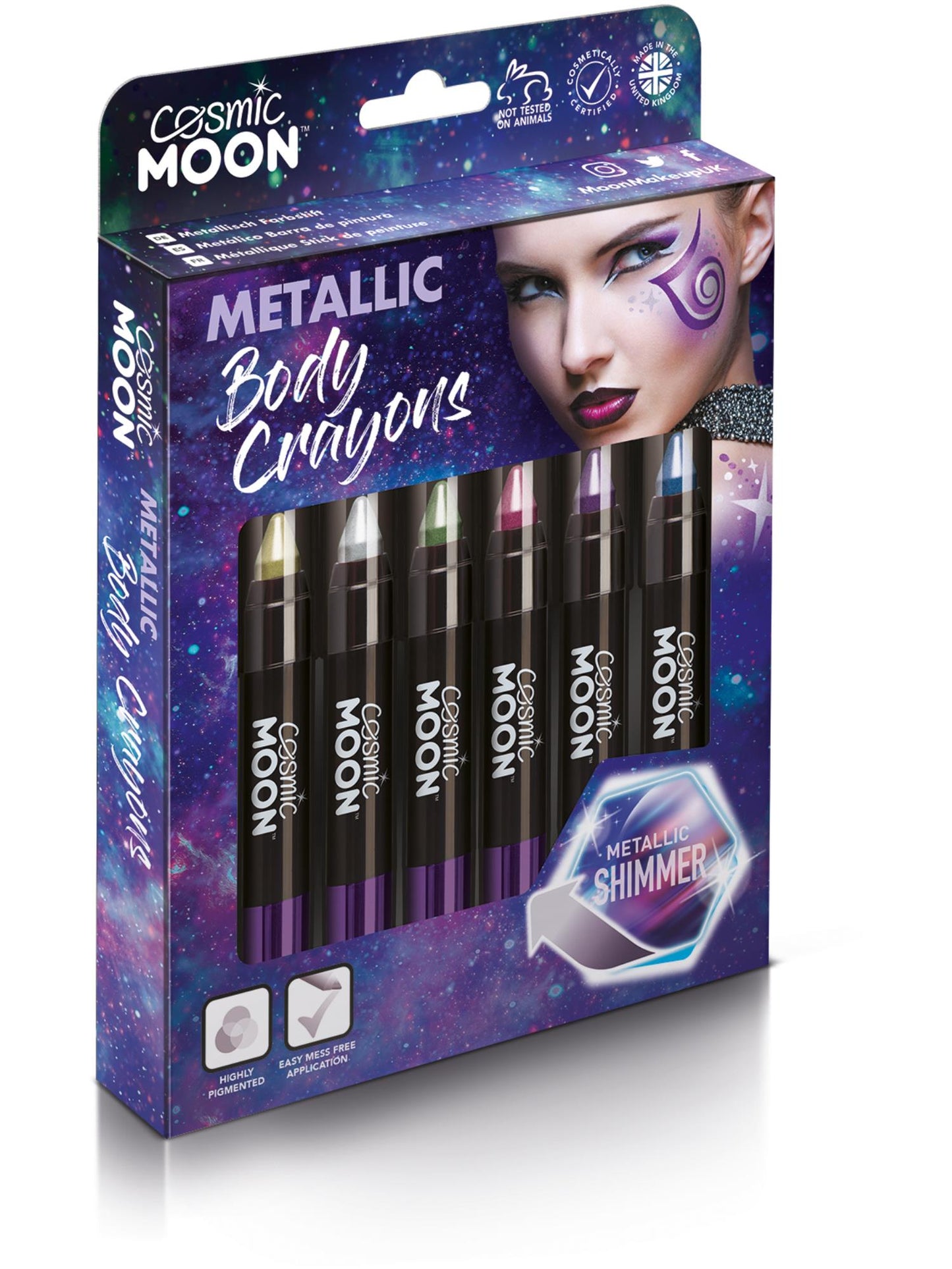 Smiffys Cosmic Moon Metallic Body Crayons, Assorted CD für Unisex