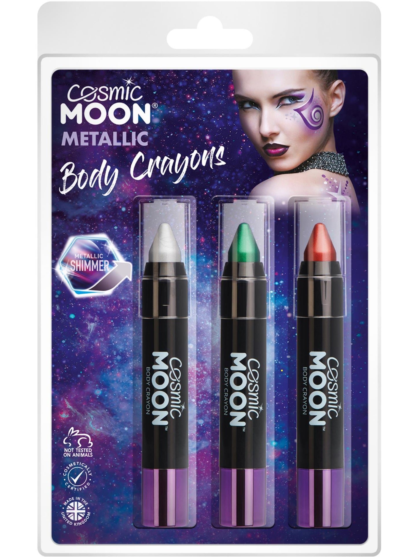 Smiffys Cosmic Moon Metallic Body Crayons, CD für Unisex