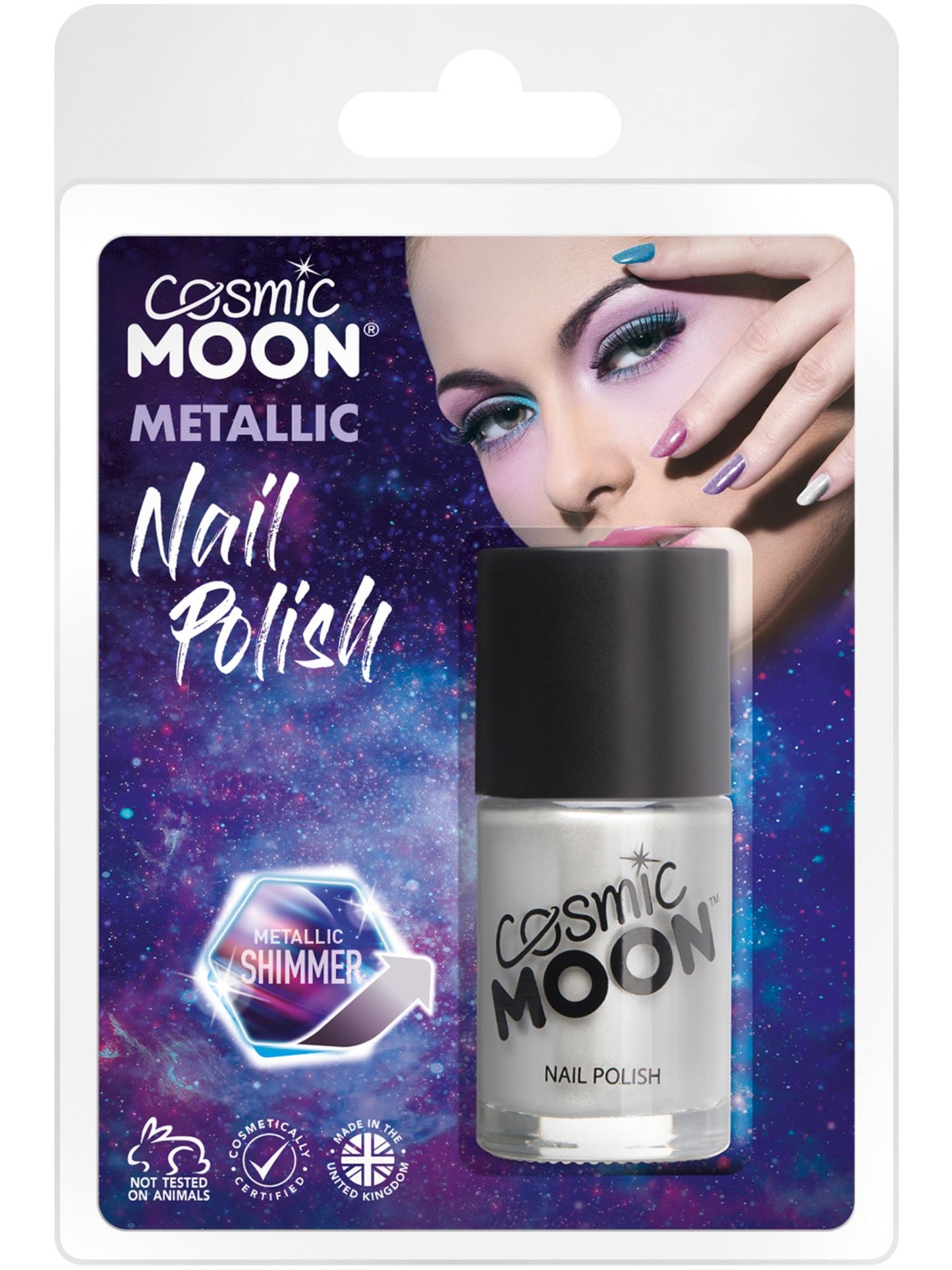 Smiffys Cosmic Moon Metallic Nail Polish, Silver CD für Unisex