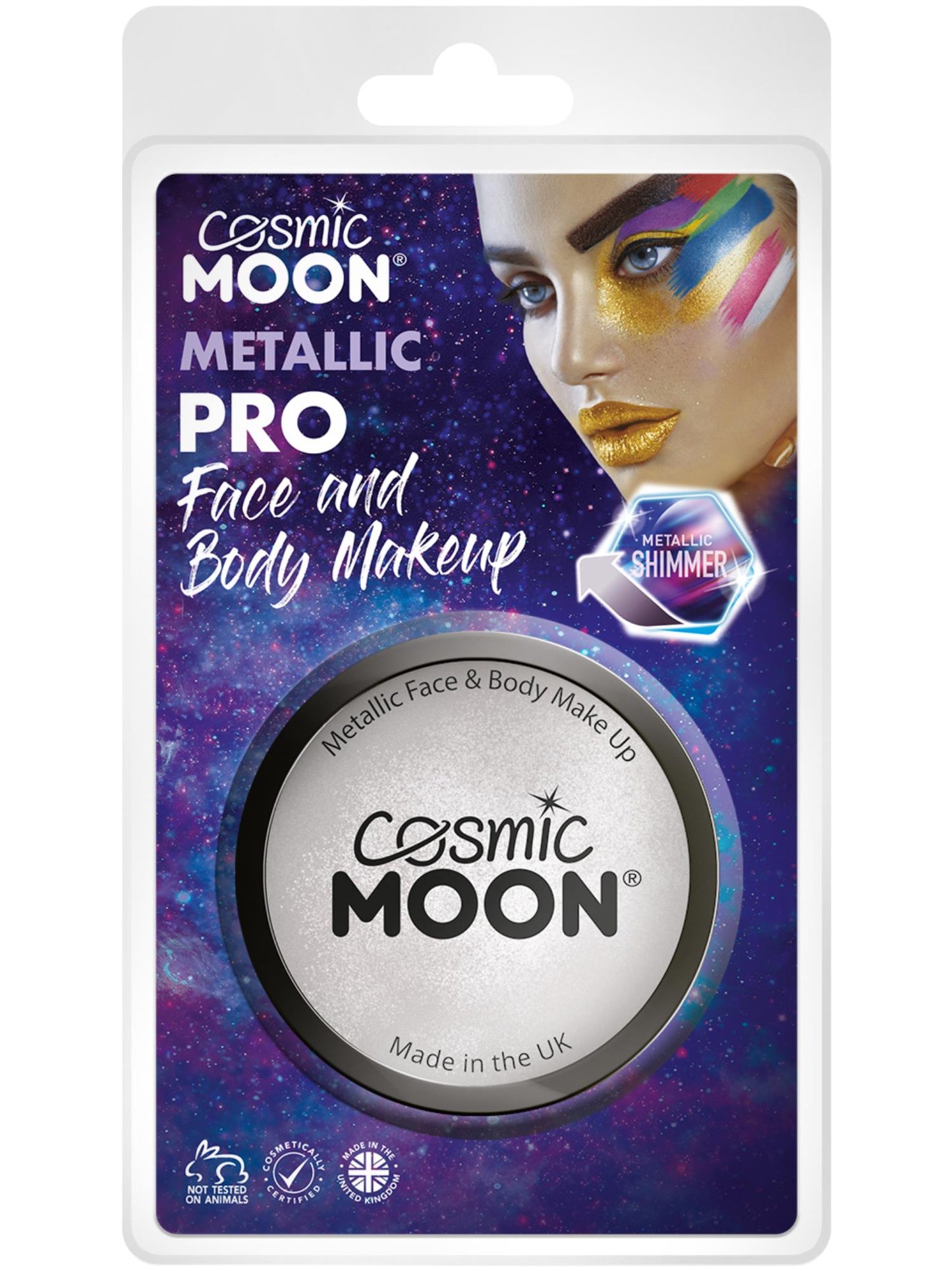 Smiffys Cosmic Moon Metallic Pro Face Paint Cake Pots, Sil CD für Unisex