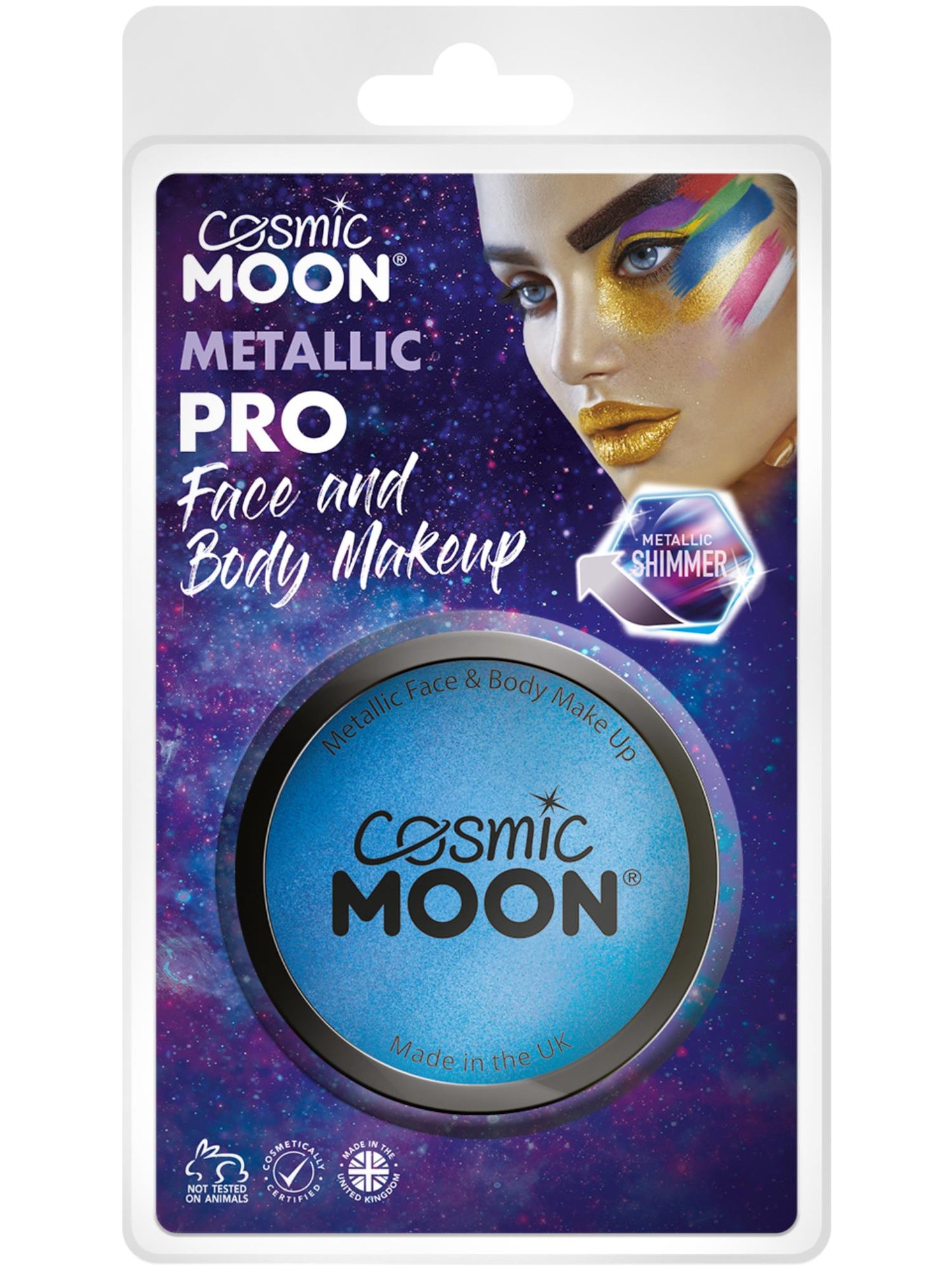 Smiffys Cosmic Moon Metallic Pro Face Paint Cake Pots, Blu CD für Unisex