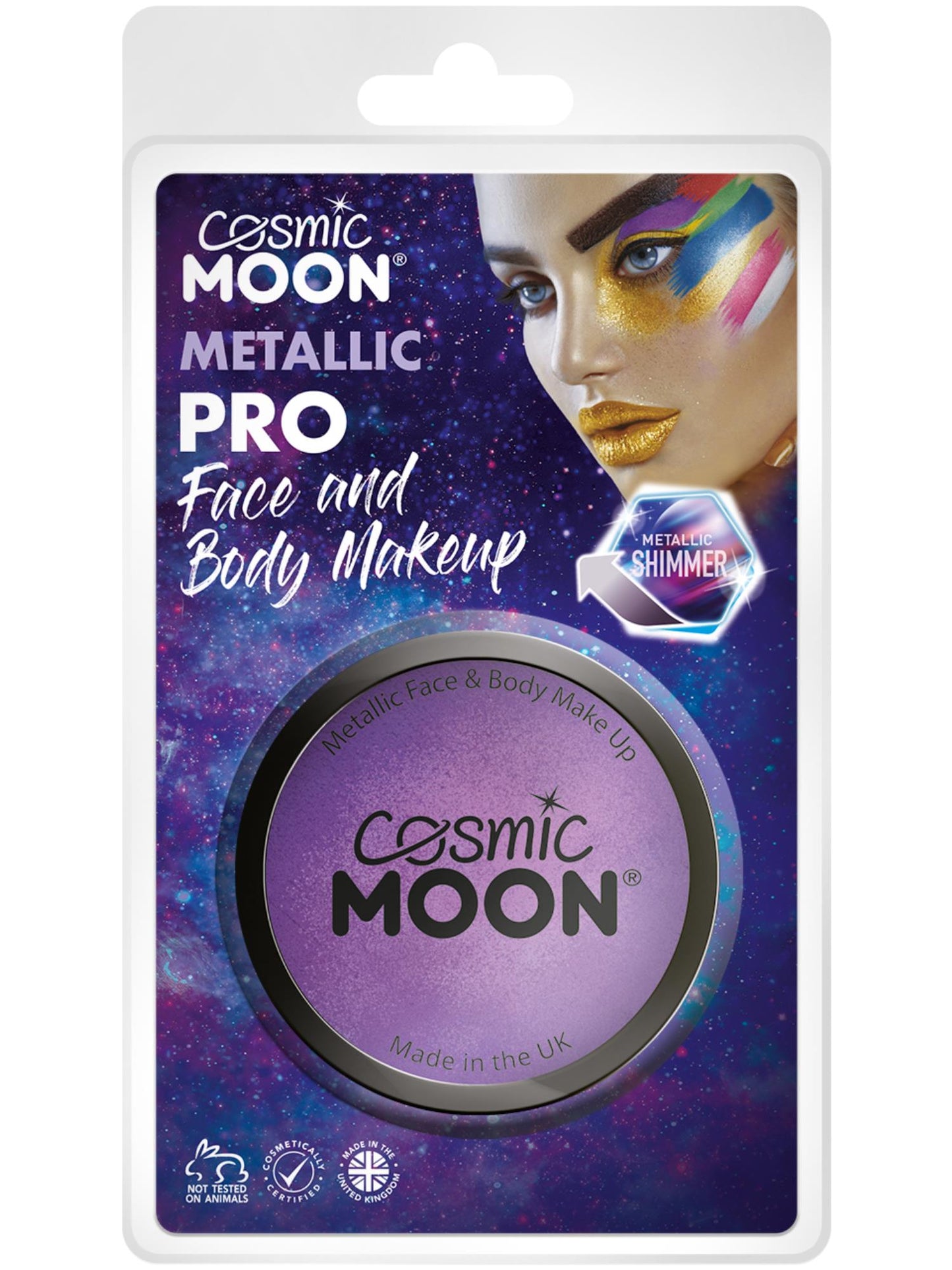 Smiffys Cosmic Moon Metallic Pro Face Paint Cake Pots, Pur CD für Unisex