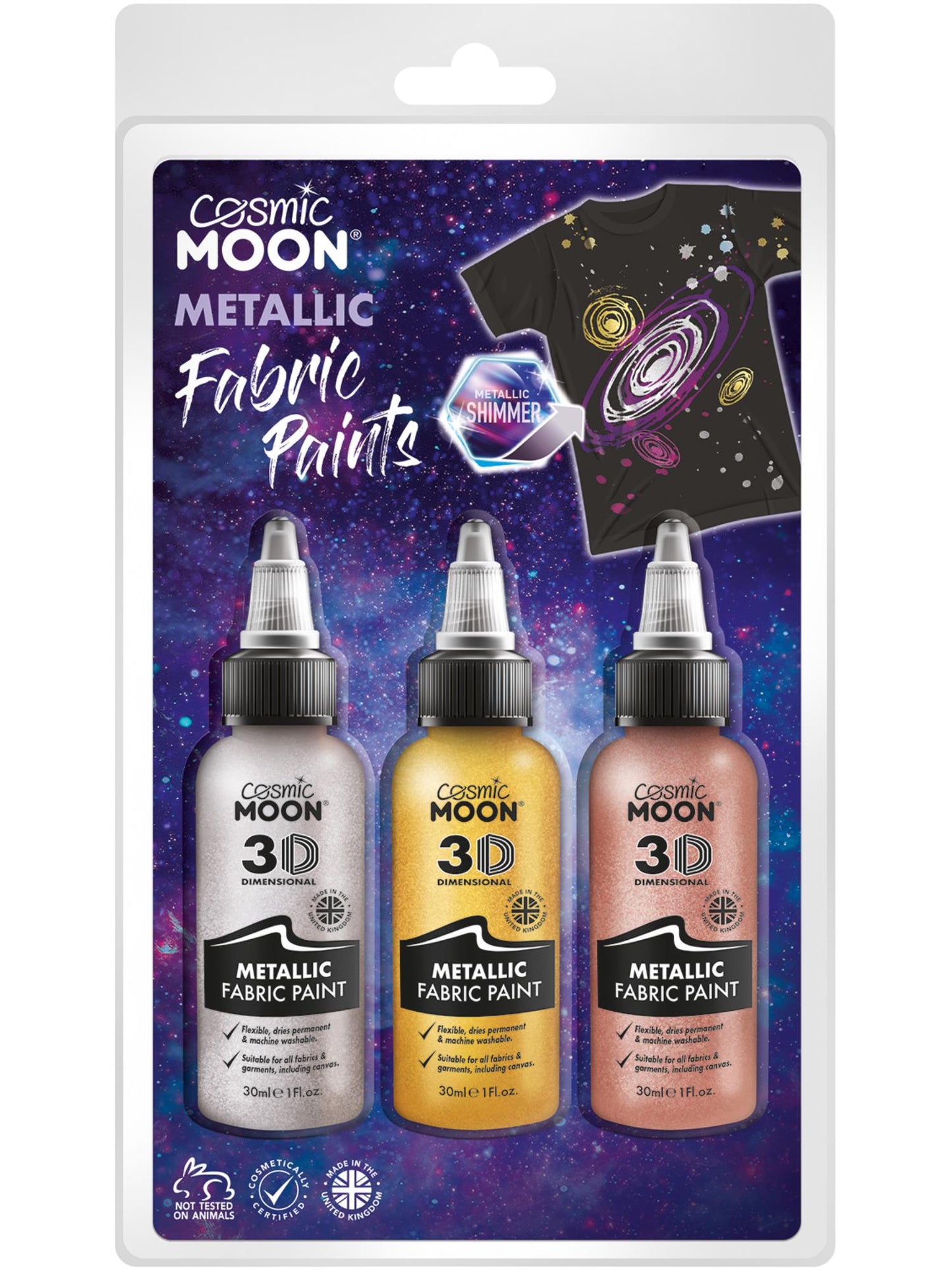 Smiffys Cosmic Moon Metallic Fabric Paint, CD für Unisex