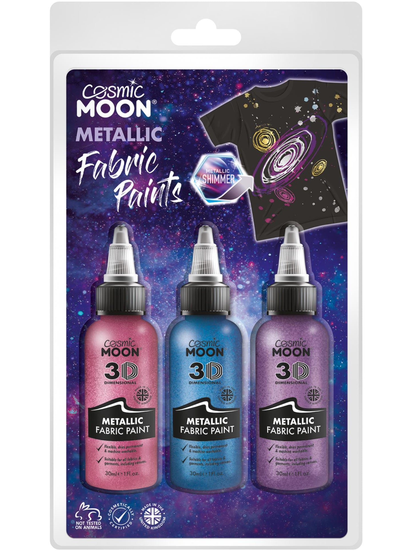 Smiffys Cosmic Moon Metallic Fabric Paint, CD für Unisex