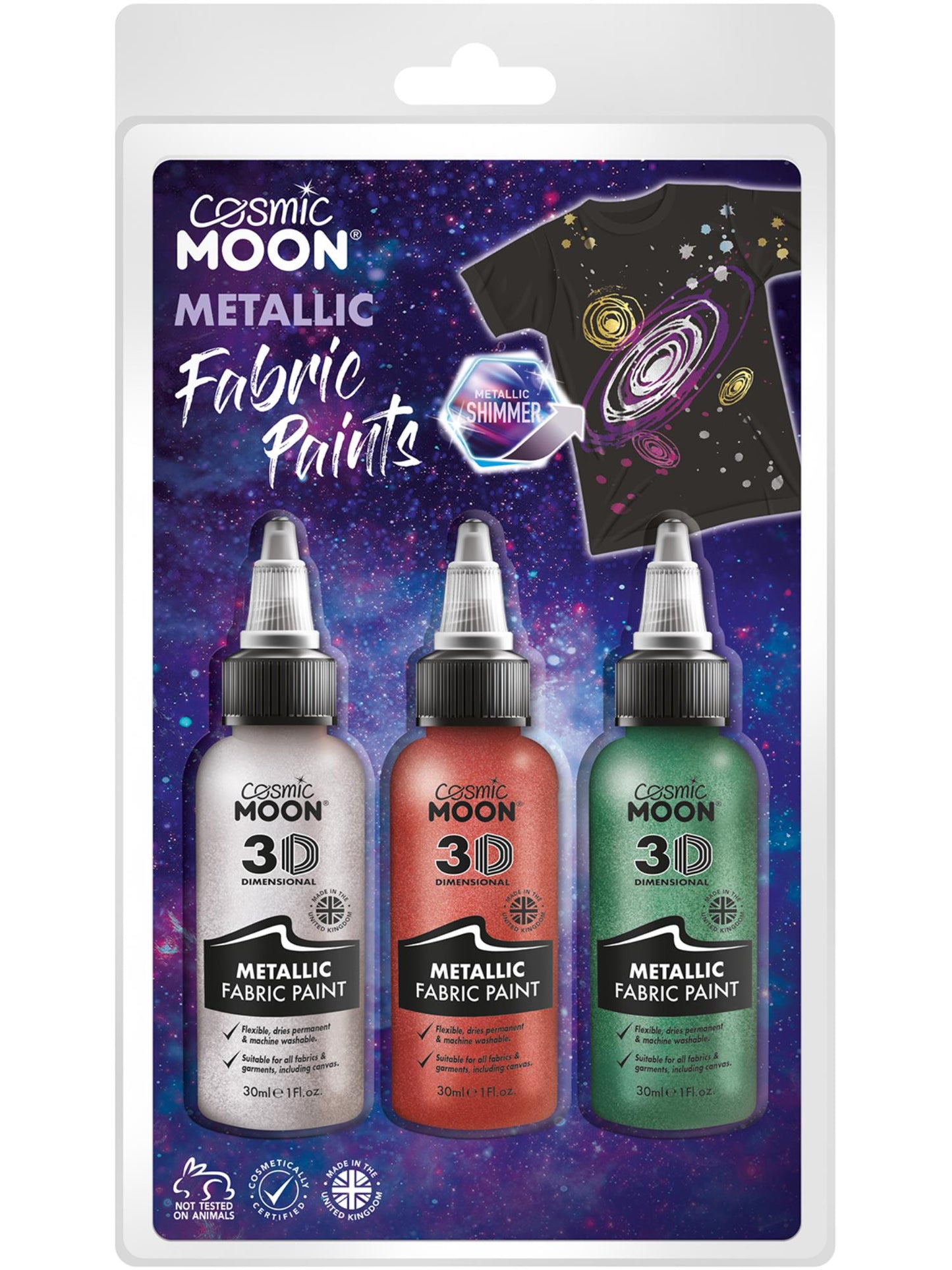 Smiffys Cosmic Moon Metallic Fabric Paint, CD für Unisex