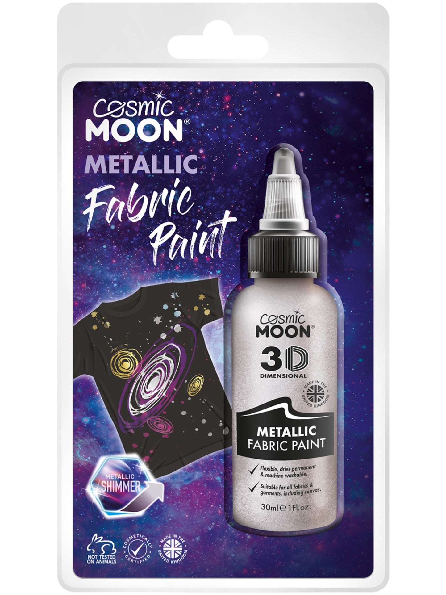 Smiffys Cosmic Moon Metallic Fabric Paint, Silver CD für Unisex