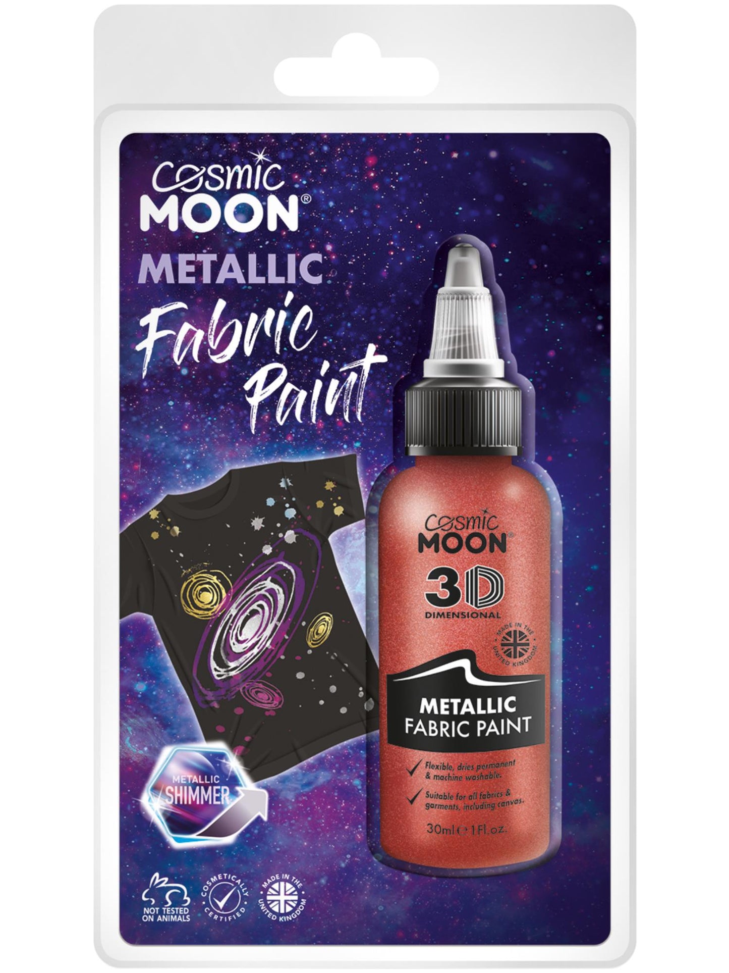 Smiffys Cosmic Moon Metallic Fabric Paint, Red CD für Unisex