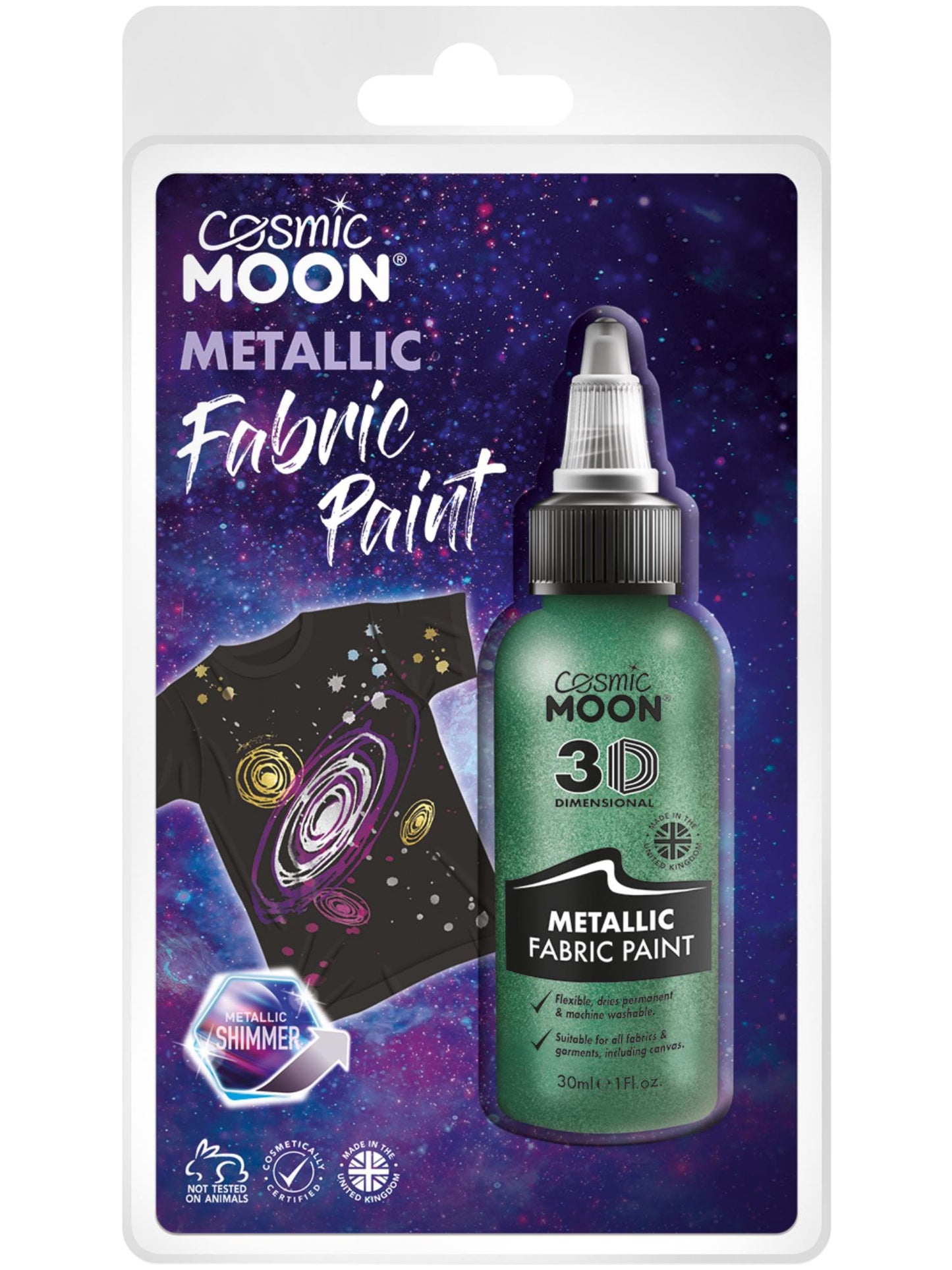 Smiffys Cosmic Moon Metallic Fabric Paint, Green CD für Unisex