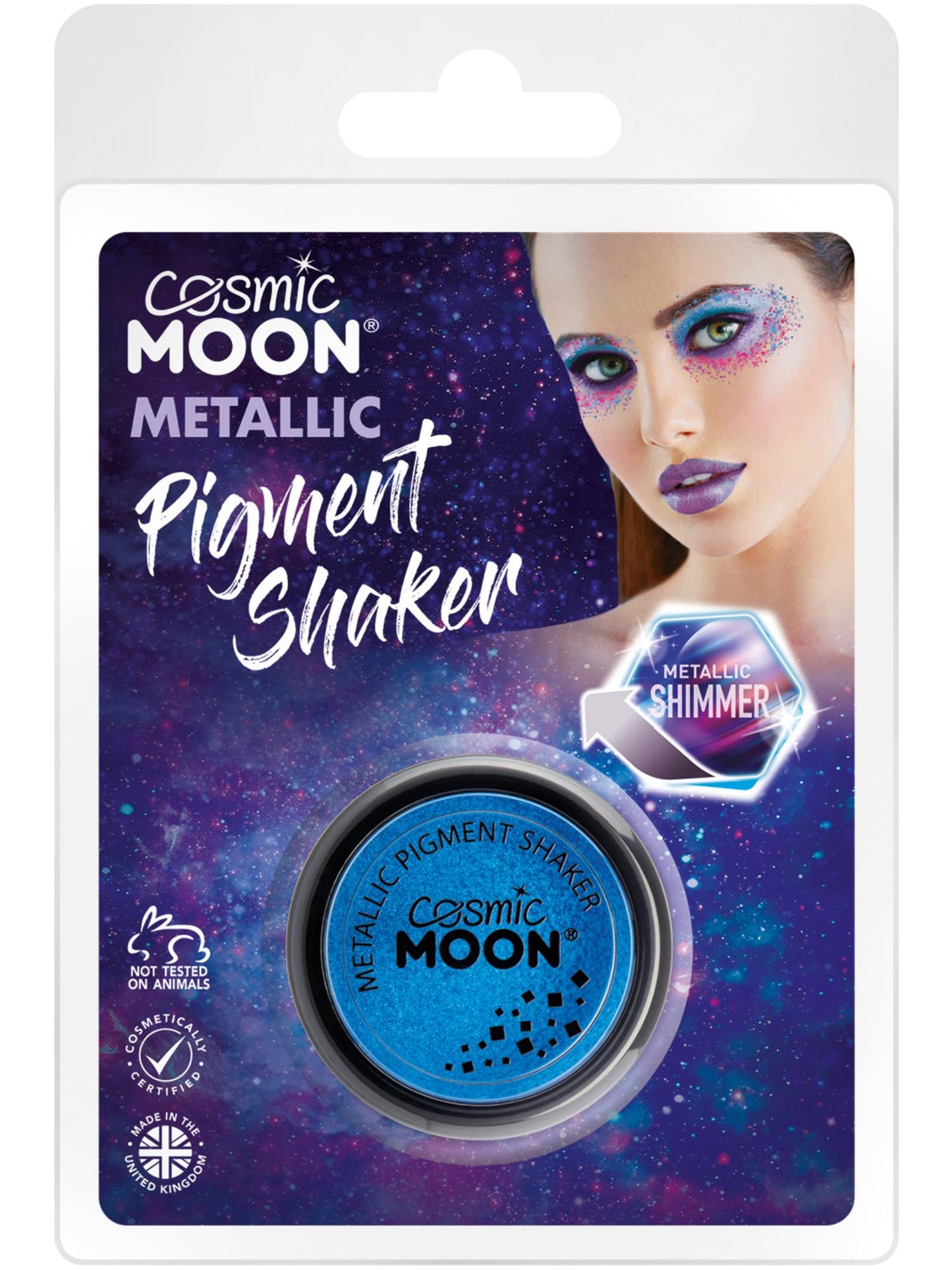 Smiffys Cosmic Moon Metallic Pigment Shaker, Blue CD für Unisex