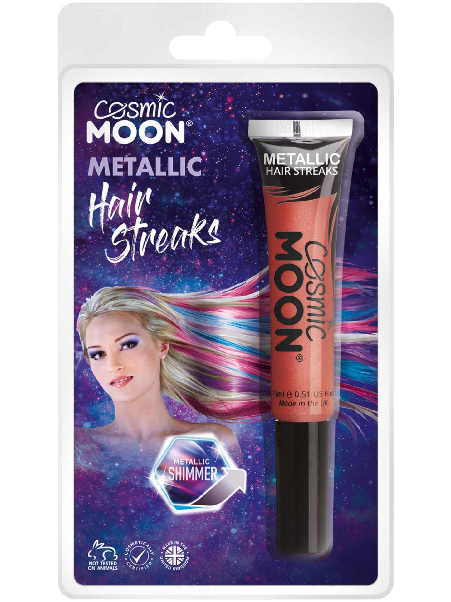 Smiffys Cosmic Moon Metallic Hair Streaks, Red CD für Unisex
