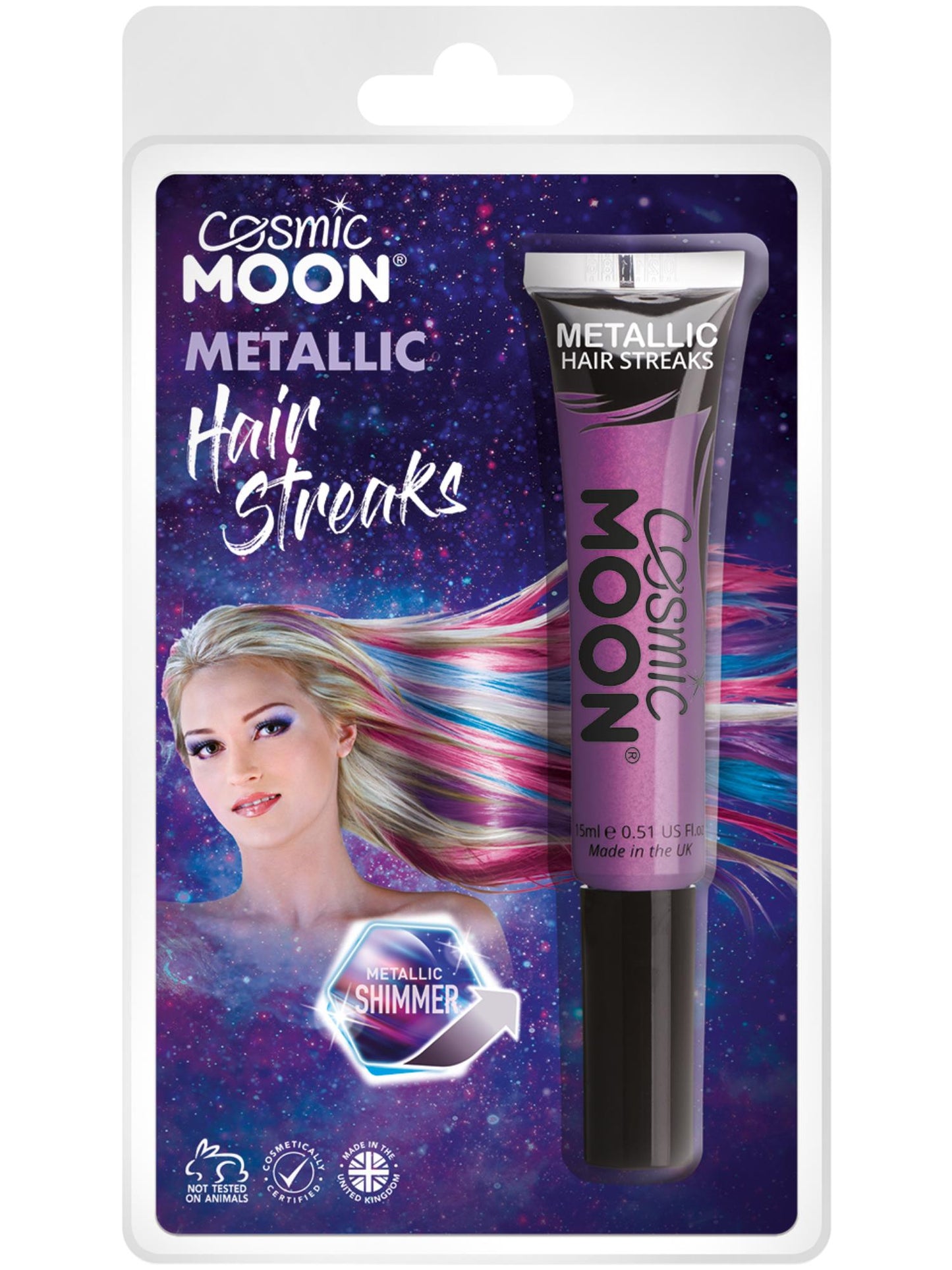 Smiffys Cosmic Moon Metallic Hair Streaks, Purple CD für Unisex