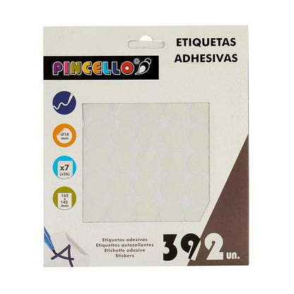 Pincello weisse Klebeetiketten Ø 18 mm, 12 Stück – Seitenansicht