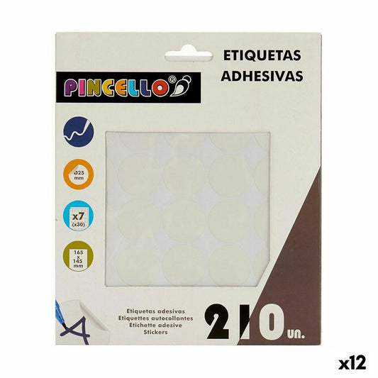 Klebeetiketten Pincello Weiß Ø 25 mm 17 x 4 x 19 cm (12 Stück)
