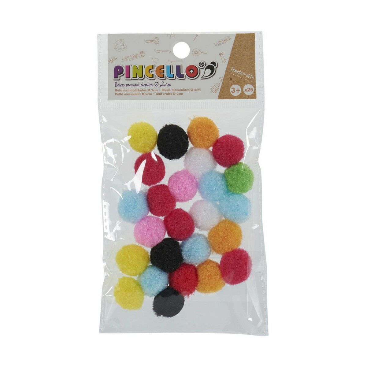 Pincello Bastelbälle bunt Ø 2 cm, 12 Stück – Seitenansicht