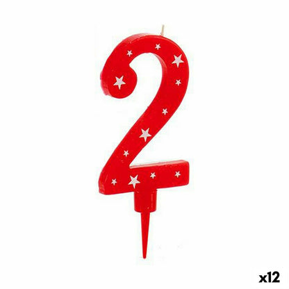 BigBuy Party Geburtstagskerze Zahl 2, 12 Stück – verschiedene Designs – Produktansicht