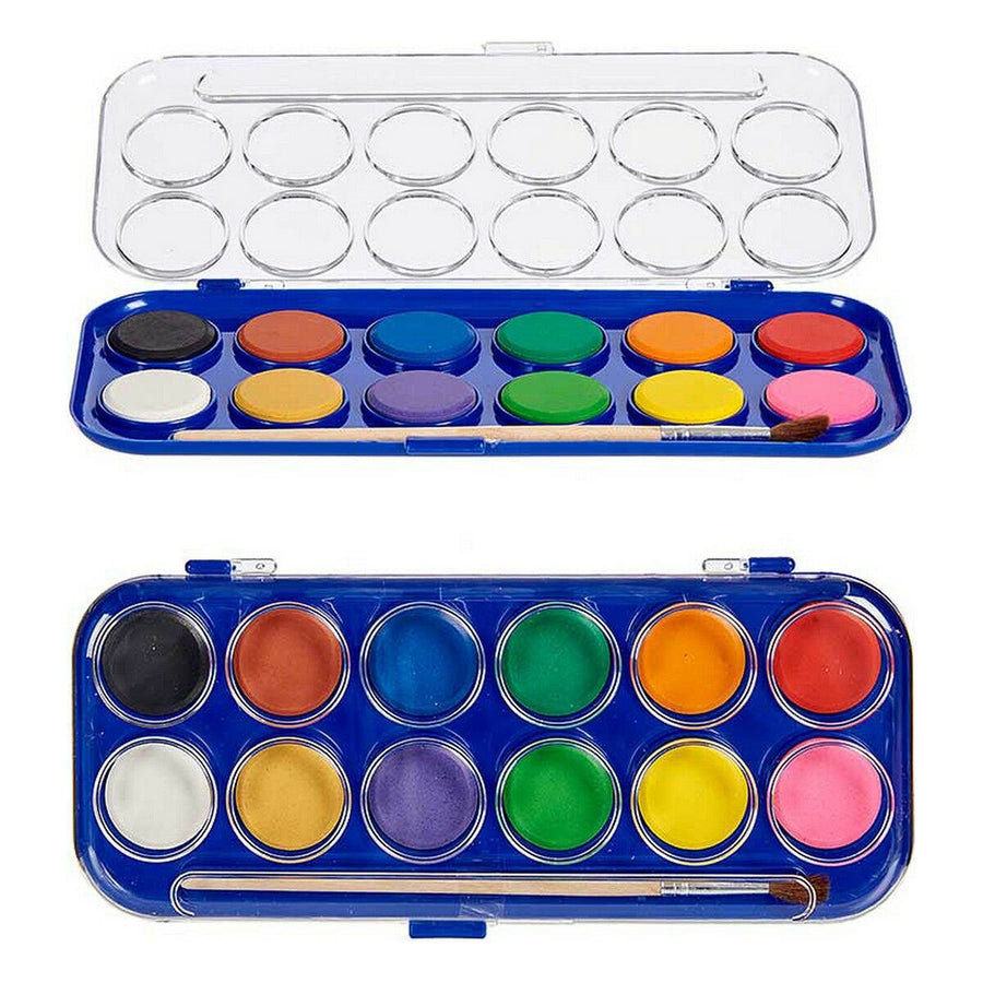 Pincello Wasserfarben-Set mit 12 bunten Farben und Pinsel – Detailansicht