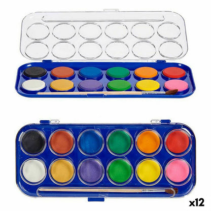 Pincello Wasserfarben-Set mit 12 bunten Farben und Pinsel – Produktansicht