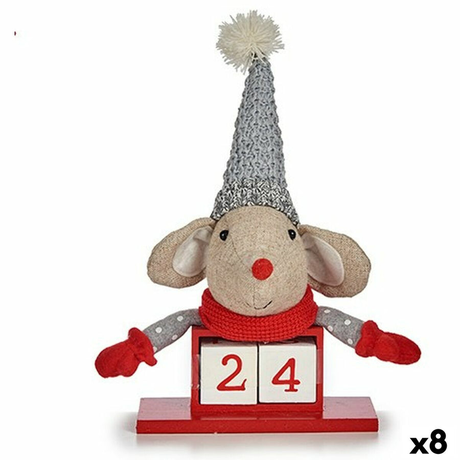 Krist+ Adventskalender aus Holz im Mouse-Design, Weiss Rot Grau Creme, 8-teilig – Produktansicht