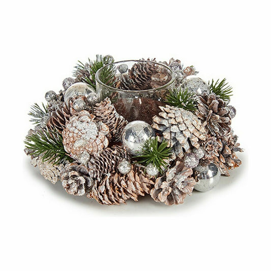 Weihnachtliche Kerzenhalter Krist+ Weiß Durchsichtig Silberfarben 19 x 9 x 19 cm (4 Stück)