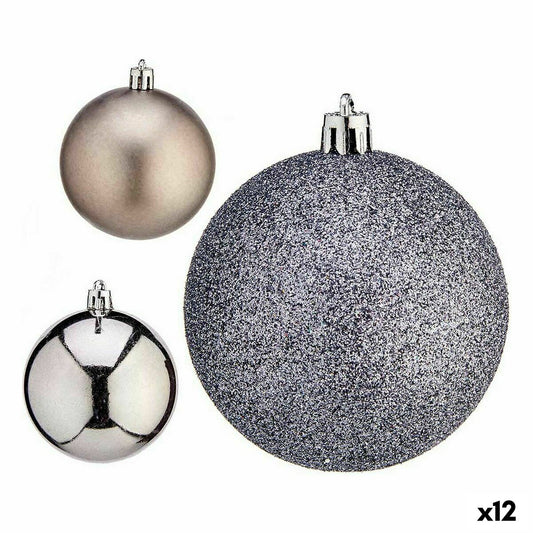 Weihnachtskugeln-Set Krist+ Silberfarben Kunststoff Ø 7 cm (12 Stück)