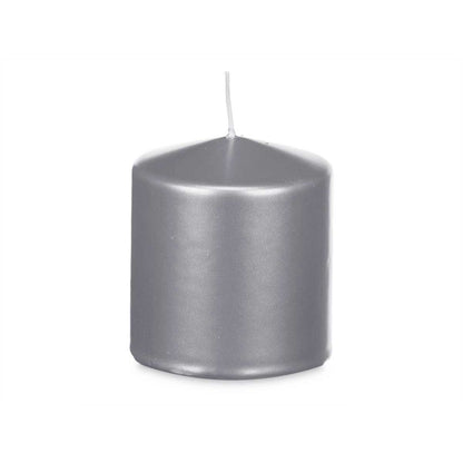 Acorde silberfarbene Wachskerzen im 12er-Set, ca. 9 x 10 x 9 cm – Seitenansicht