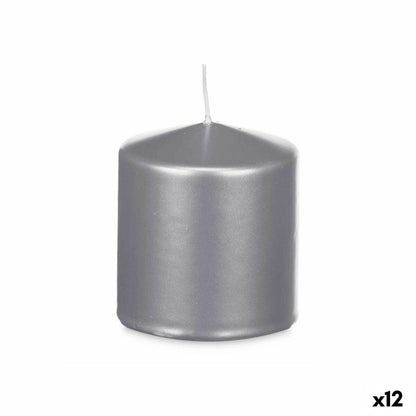 Acorde silberfarbene Wachskerzen im 12er-Set, ca. 9 x 10 x 9 cm – Produktansicht