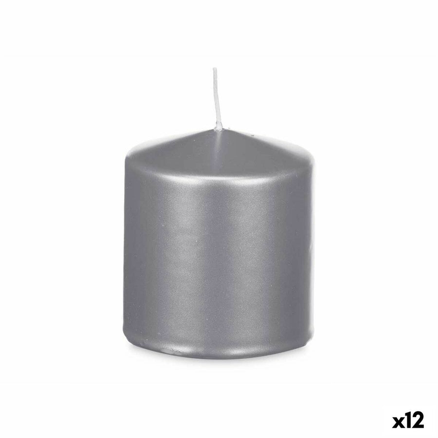 Acorde silberfarbene Wachskerzen im 12er-Set, ca. 9 x 10 x 9 cm – Produktansicht