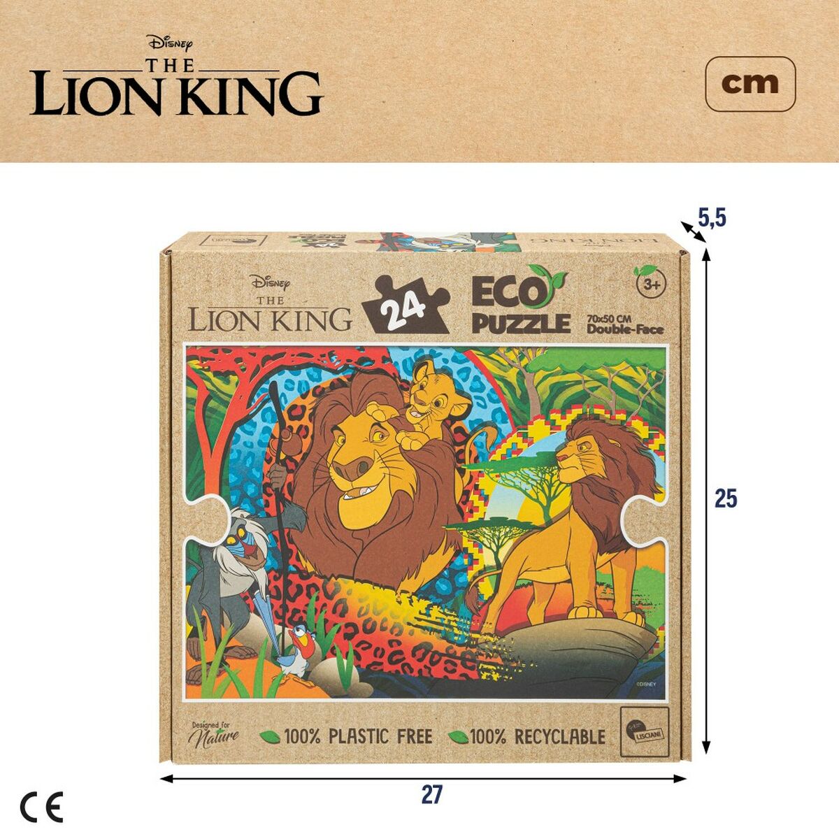 The Lion King Kinderpuzzle beidseitig mit 24 Teilen, 12 Stück – Rückansicht