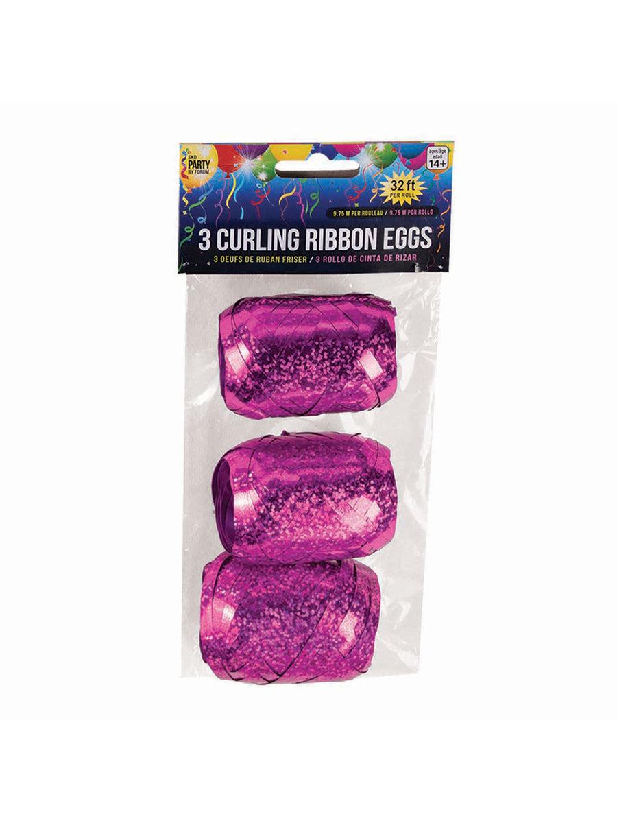 Rubies holografische Curling-Eier fuchsia 3er-Pack