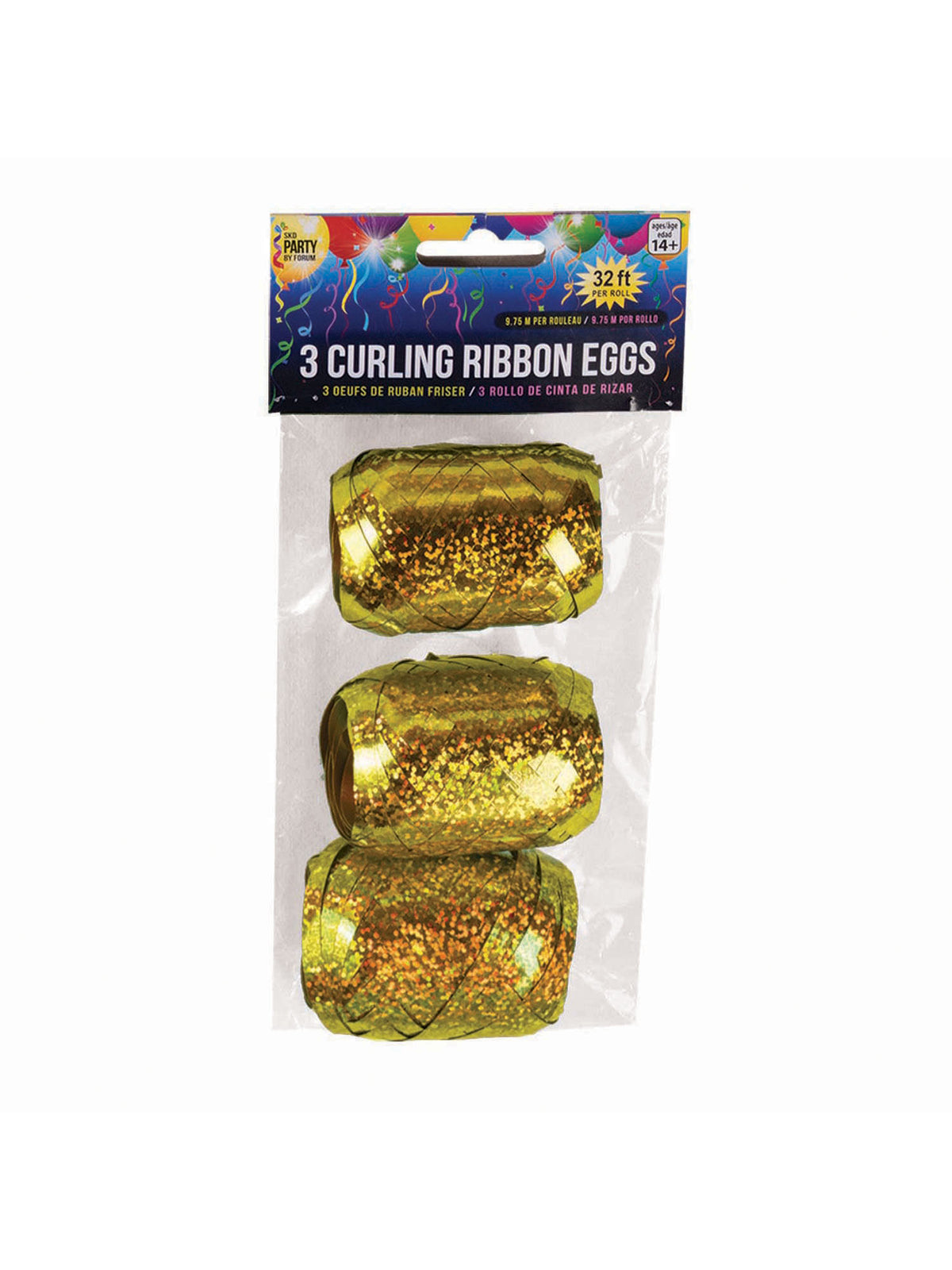 Rubies Curling Eggs Holographic Gold 3pk Party Goods