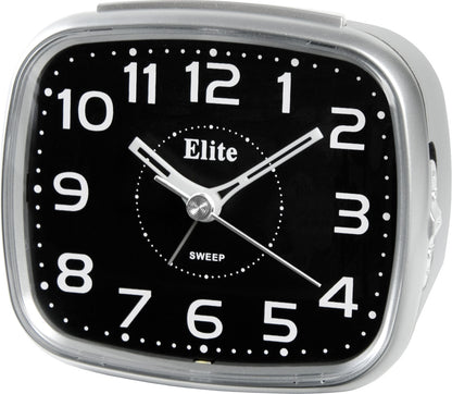 ELITE Silent Wecker mit LED-Licht und Snooze in Silber – Produktansicht