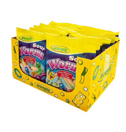 Woogie Saure Würmer 250 g gezuckerte Fruchtgummi Glühwürmchen