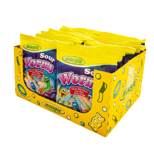 Woogie Saure Würmer 250g Gezuckerte Fruchtgummi Glühwürmchen