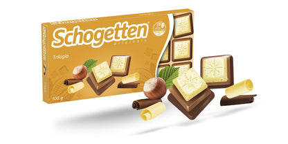 Schogetten Praline Trilogia 100 g weisse Schokolade mit Haselnuss-Crisp