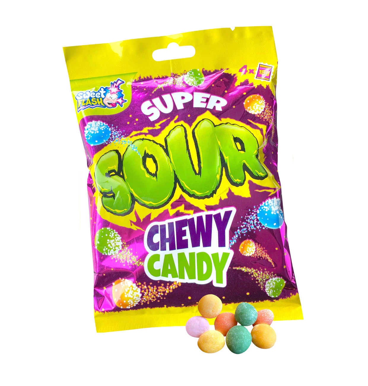 Sweet Flash Super Sour Chewy Candy Kaubonbon 60g